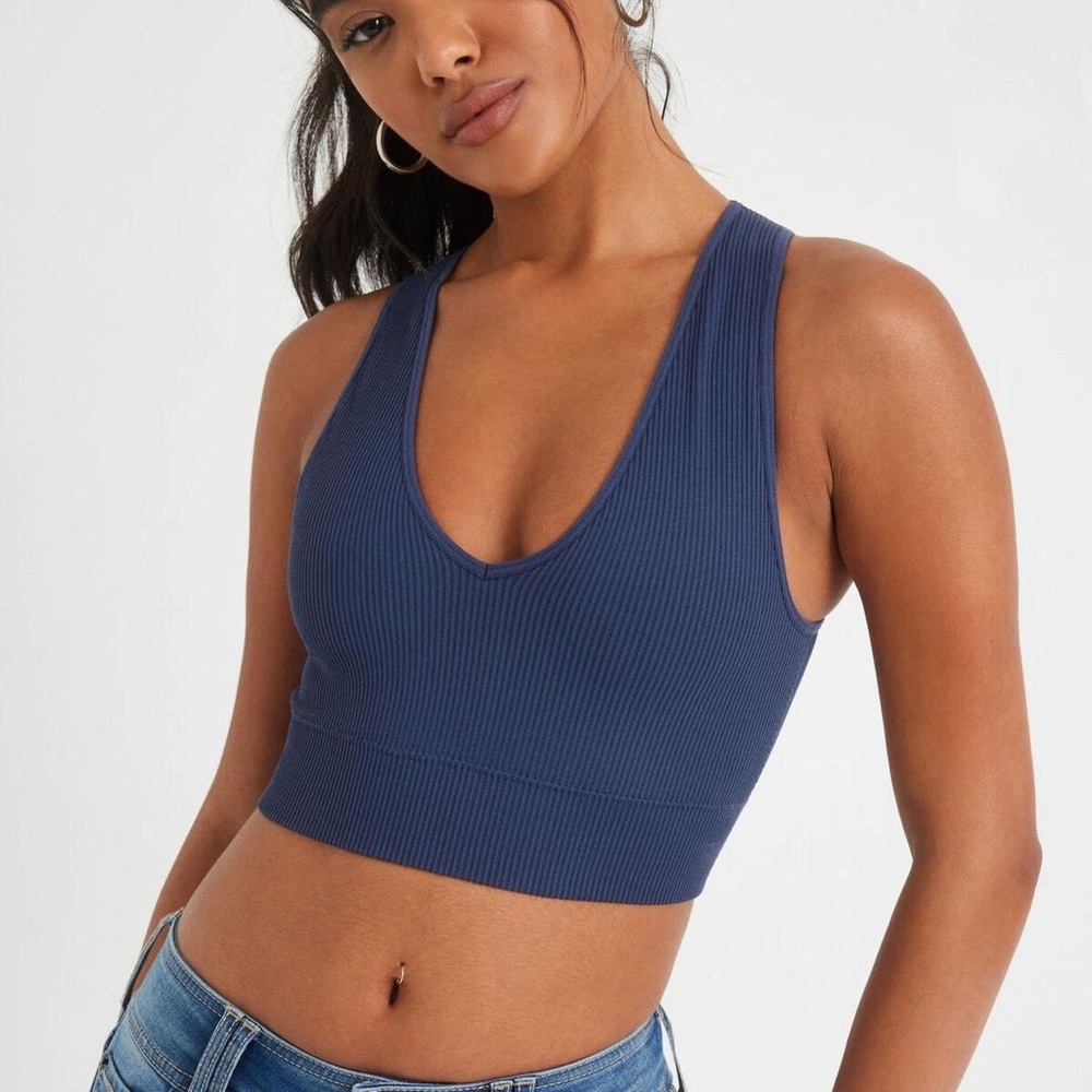 Garage Navy Plunge V-Neck Tank Top